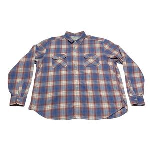 Lucky Brand Red & Blue Plaid Button Front Men’s Size 2X 100% Cotton Preppy